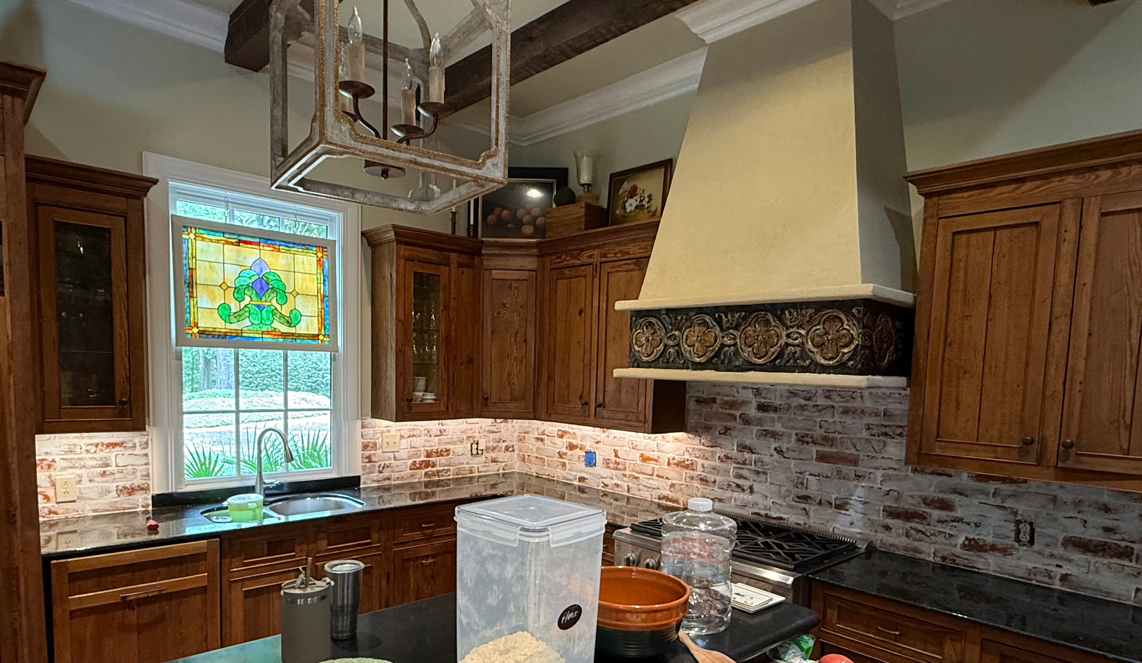 Project Old Tile Out, Whitewashed Brick In - Kitchen Backsplash Upgrade image